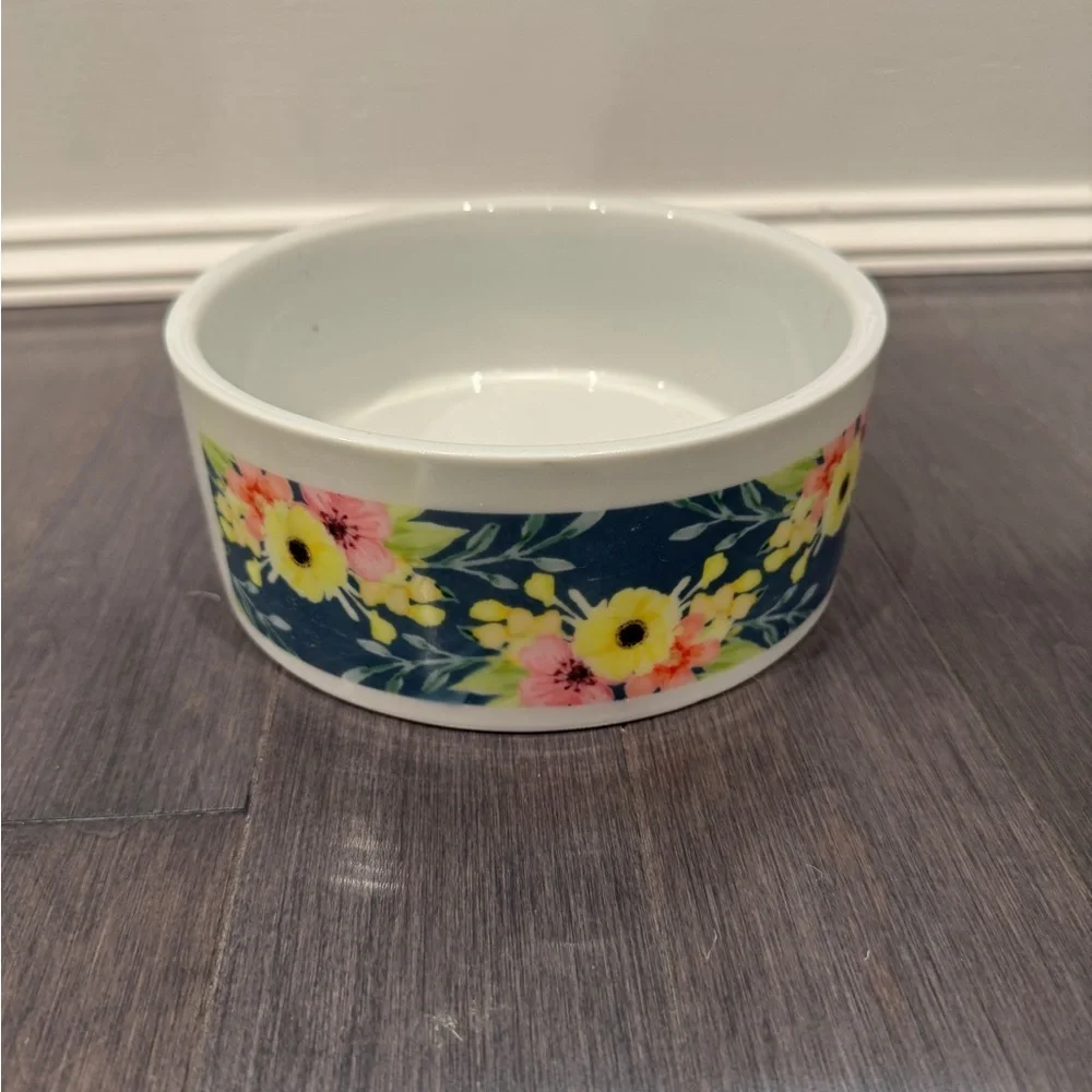 Custom Bailey Large XL Floral Dog Pet Ceramic Bowl with Custom Name